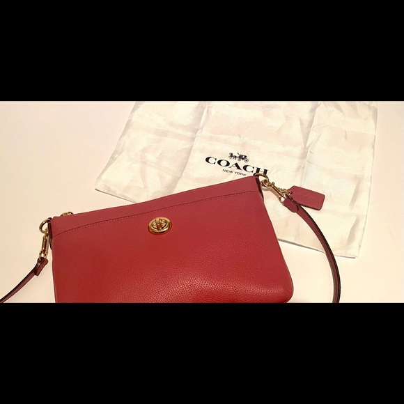 Coach Polly Pink Rouge Pink Pebbled Leather Crossbody Bag C3376 - Picture 7 of 11